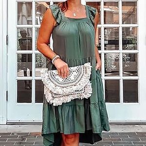 High-Low Green Summer Dress